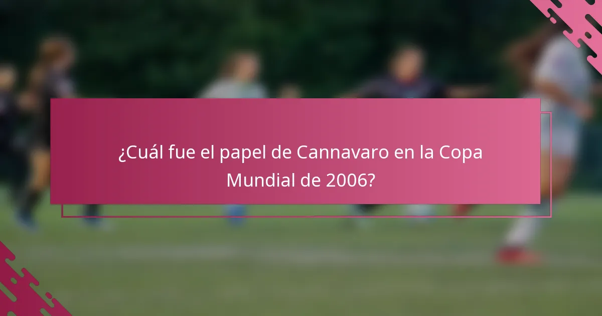 ¿Cuál fue el papel de Cannavaro en la Copa Mundial de 2006?